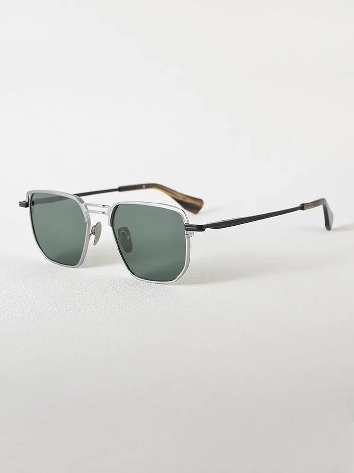 Aimee Unisex Full Rim Big Square Double Bridge Titanium Sunglasses 541153