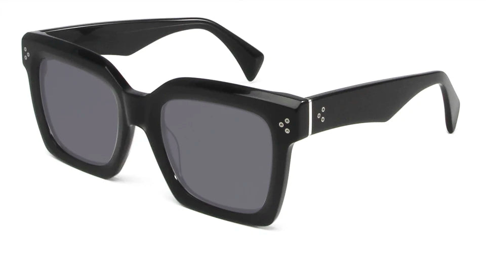 Esnbie Unisex Full Rim Square Brow Line Acetate Sunglasses 246051