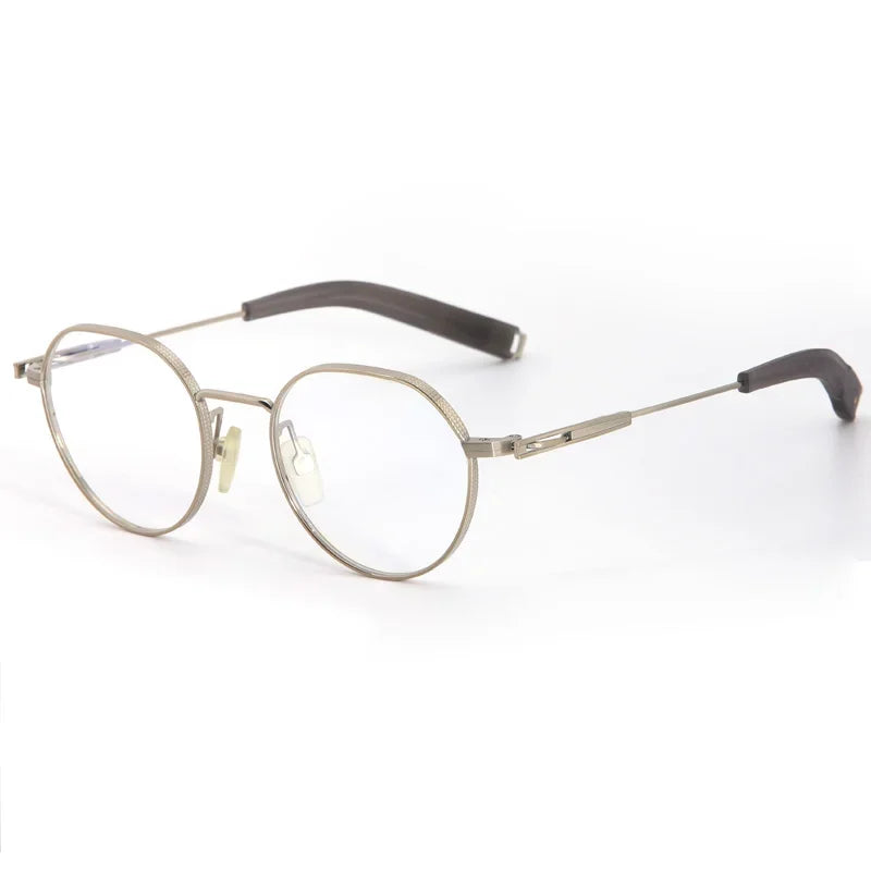 Aror Unisex Full Rim Small Flat Top Round Titanium Eyeglasses 494101 Full Rim Aror Gold