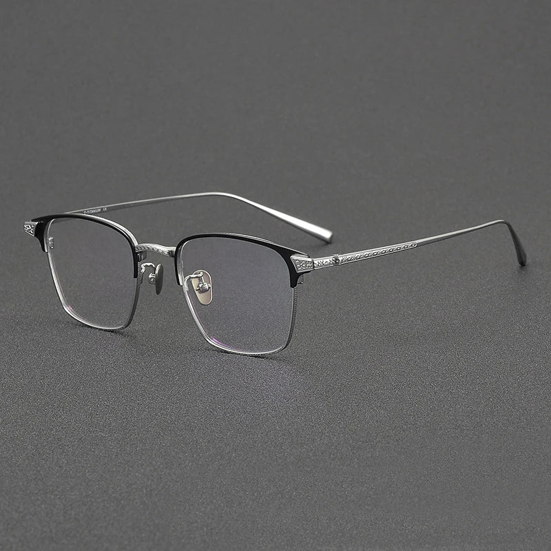 Black Mask Women's Full Rim Square Titanium Eyeglasses 42406 Full Rim Black Mask Black-Silver  