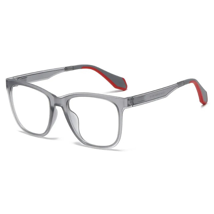 Hdcrafter Men's Full Rim Square Tr 90 Titanium Sport Eyeglasses 02002 Full Rim Hdcrafter Eyeglasses Gray  