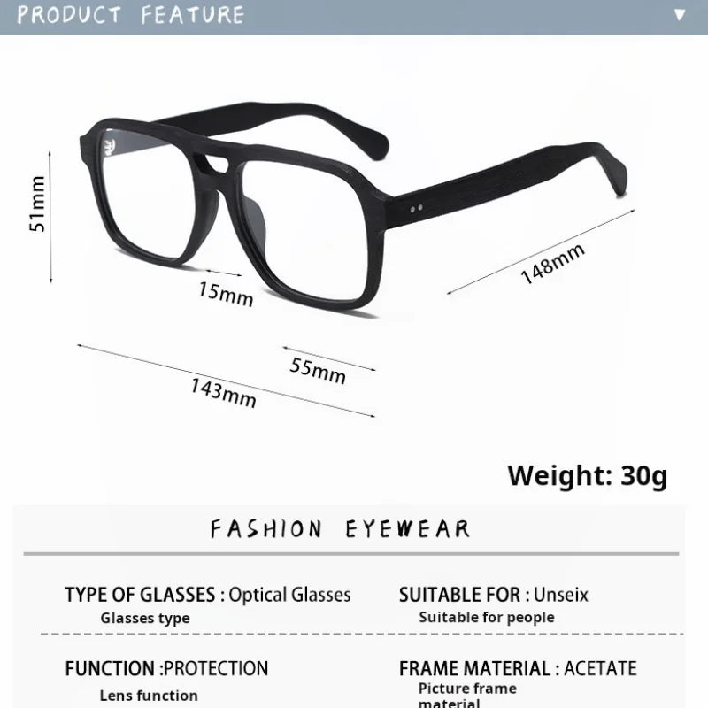 Momoja Unisex Full Rim Square Double Bridge Acetate Eyeglasses 728187