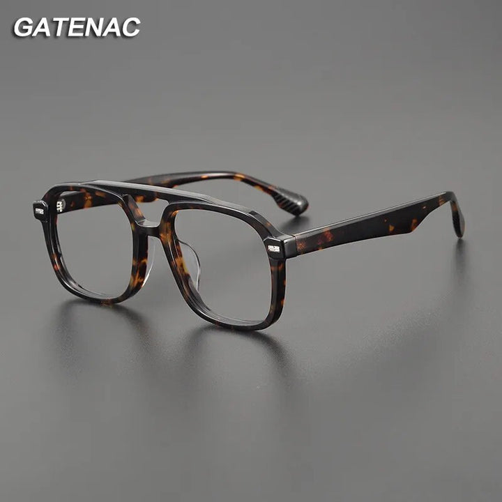 Gatenac Unisex Full Rim Square Double Bridge Acetate Eyeglasses Gxyj1136 Full Rim Gatenac   