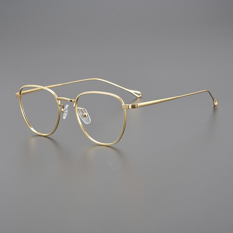 Gatenac Unisex Full Rim Square Titanium Eyeglasses Gxyj1046 Full Rim Gatenac Gold  