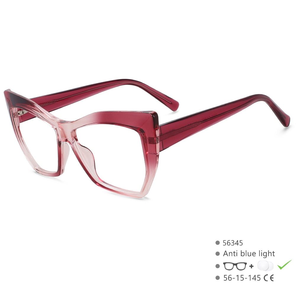 CCSpace Women's Full Rim Square Cat Eye Tr 90 Titanium Eyeglasses 56345