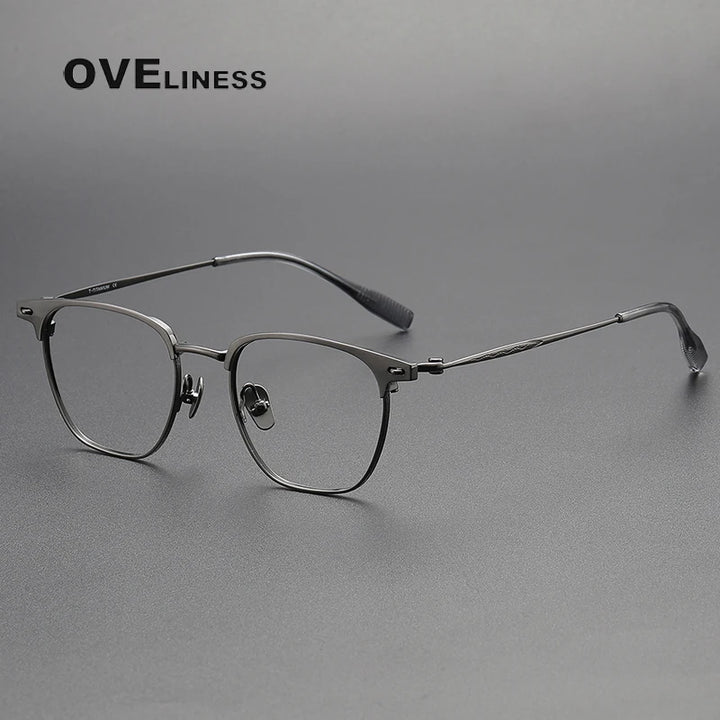 Oveliness Unisex Full Rim Square Titanium Acetate Eyeglasses O70813 Full Rim Oveliness gun  