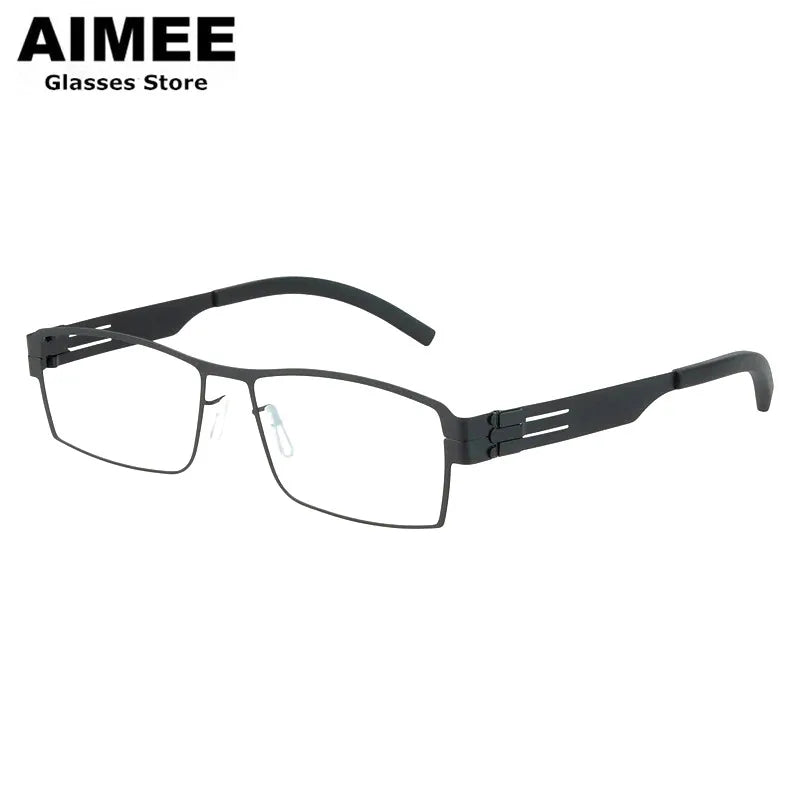 Aimee Unisex Full Rim Square Screwless Steel Eyeglasses 1180 Full Rim Aimee Black  