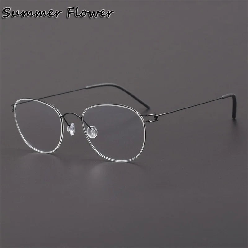 Summer Flower Women's Full Rim Oval Screwless Titanium Eyeglasses 842132