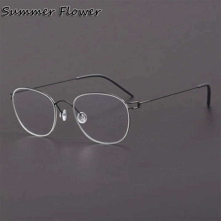 Summer Flower Women's Full Rim Oval Screwless Titanium Eyeglasses 842132