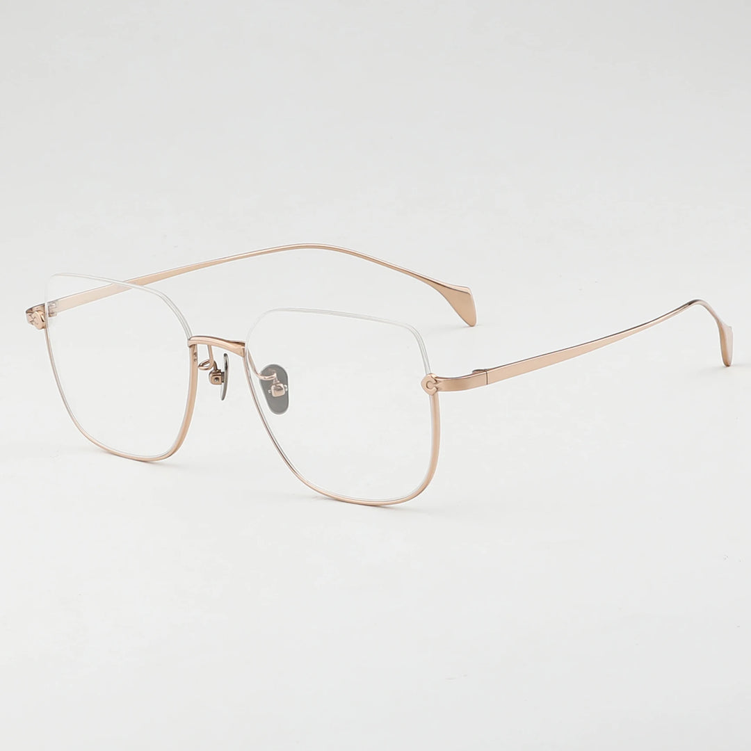 Aror Men's Semi Rim Square Titanium Eyeglasses 410171