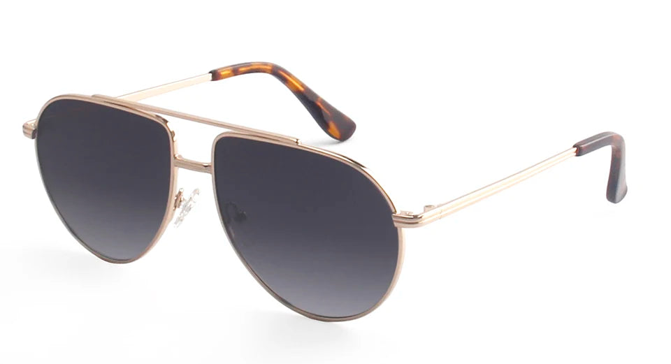 Esnbie Women's Full Rim Oval Double Bridge Alloy Tac Sunglasses 241051