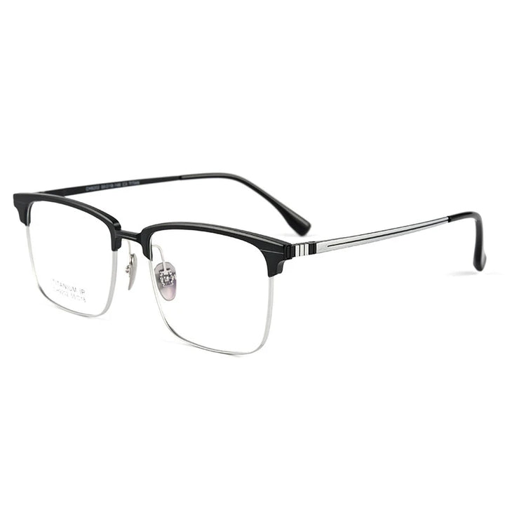 Handoer Men's Full Rim Square Titanium Alloy Eyeglasses 9202 Full Rim Handoer Gun Silver  