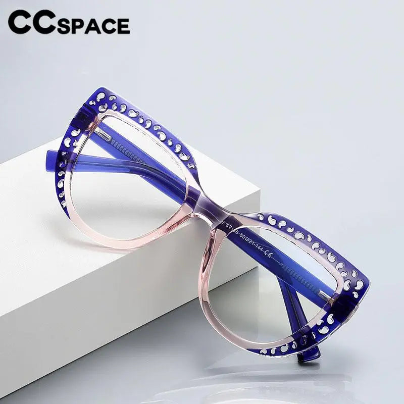 CCSpace Women's Full Rim Cat Eye Tr 90 Titanium Eyeglasses 56998 Full Rim CCspace   