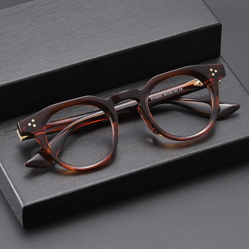 Black Mask Unisex Full Rim Round Acetate Eyeglasses BM-B55008