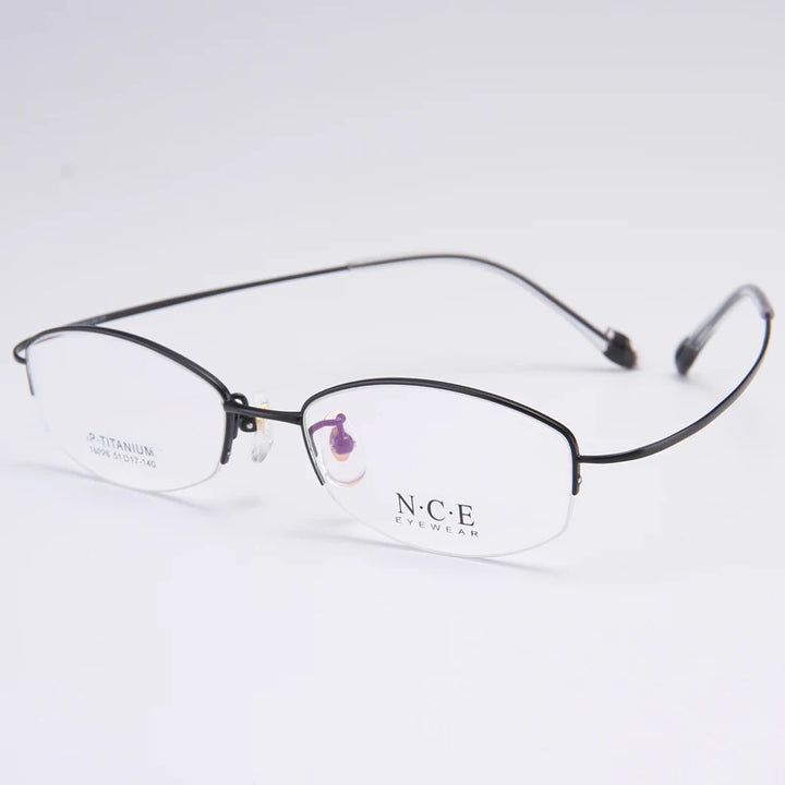 Bclear Women's Semi Rim Oval Square Titanium Eyeglasses 818026