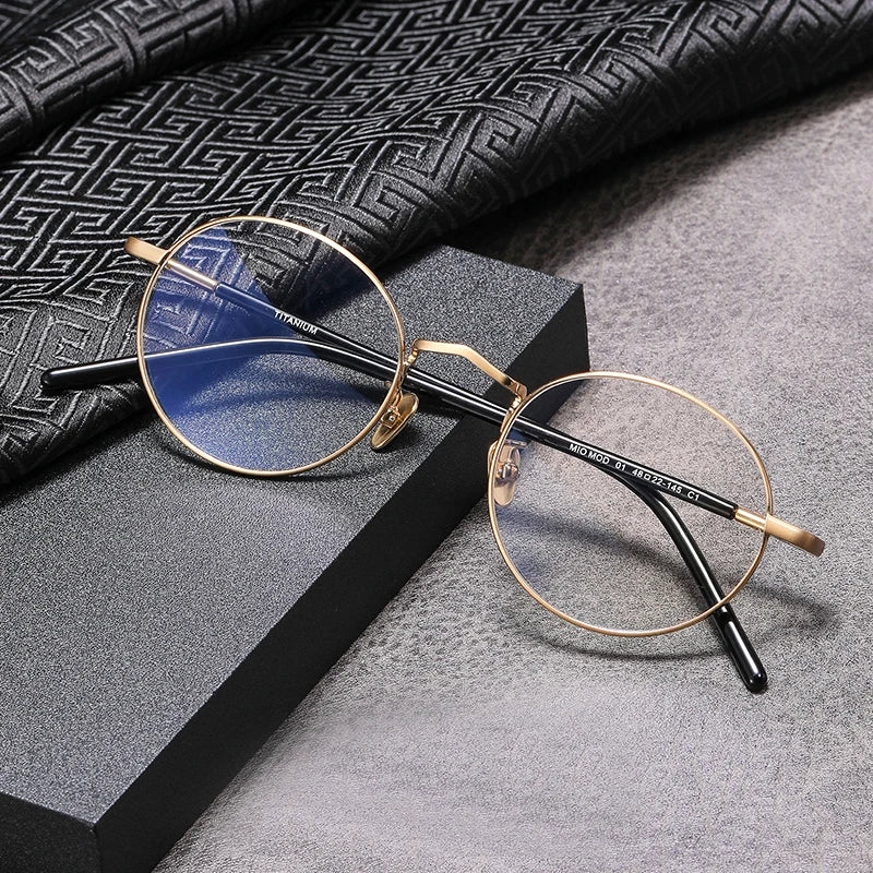 Black Mask Women's Full Rim Oval Round Titanium Eyeglasses 482214