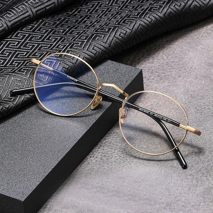 Black Mask Women's Full Rim Oval Round Titanium Eyeglasses 482214