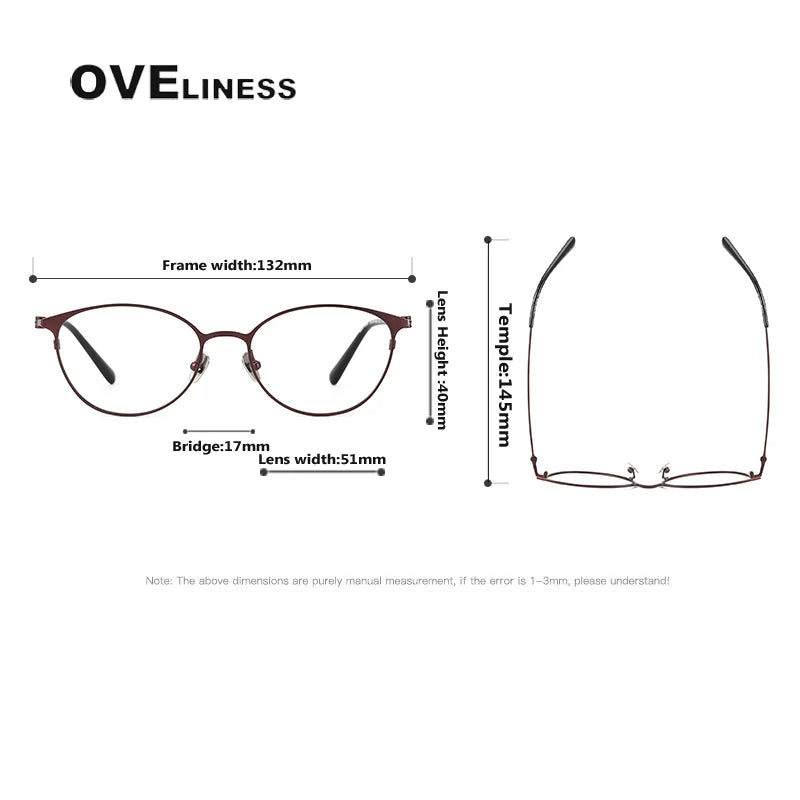 Oveliness Women's Full Rim Oval Cat Eye Titanium Eyeglasses 42200 Full Rim Oveliness