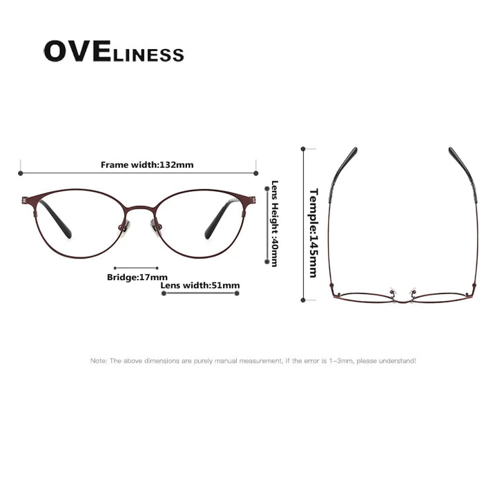 Oveliness Women's Full Rim Oval Cat Eye Titanium Eyeglasses 42200 Full Rim Oveliness