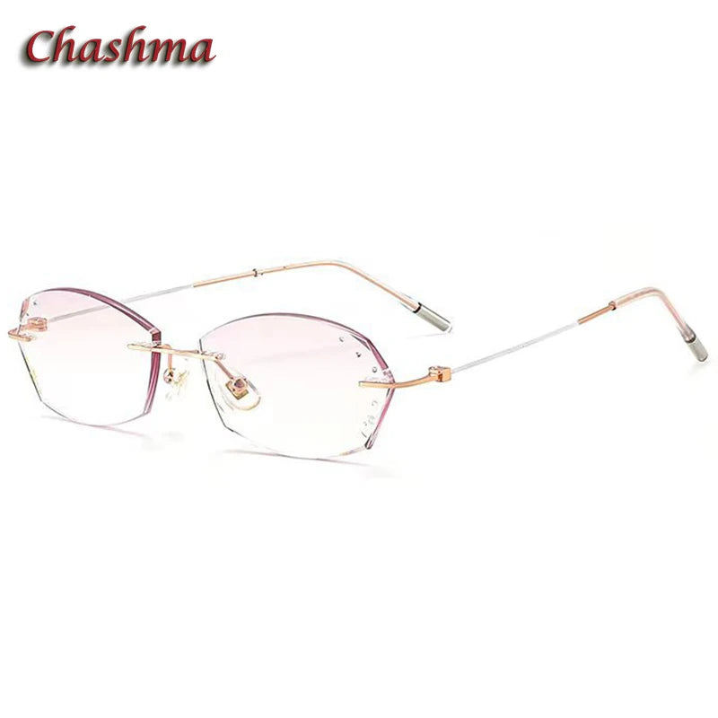 Chashma Ochki Women's Rimless Oval Titanium Eyeglasses 8983 Rimless Chashma Ochki Rose Gold Silver  