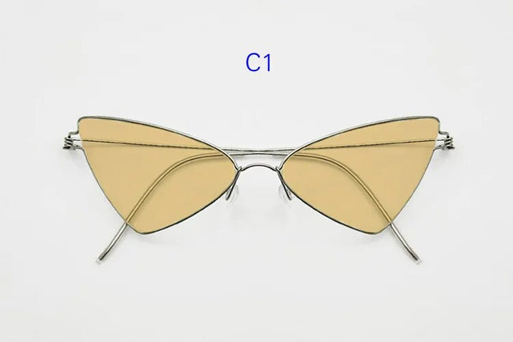 Yuujo Women's Full Rim Cat Eye Stainless Steel Polarized Sunglasses 6340 Sunglasses Yujo C1 China 