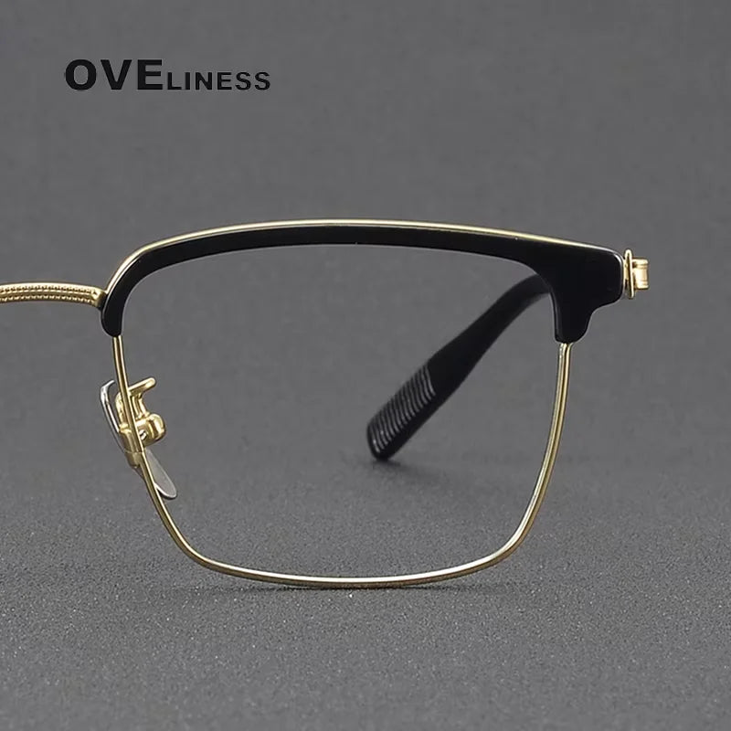 Oveliness Women's Full Rim Square Acetate Titanium Eyeglasses 80980