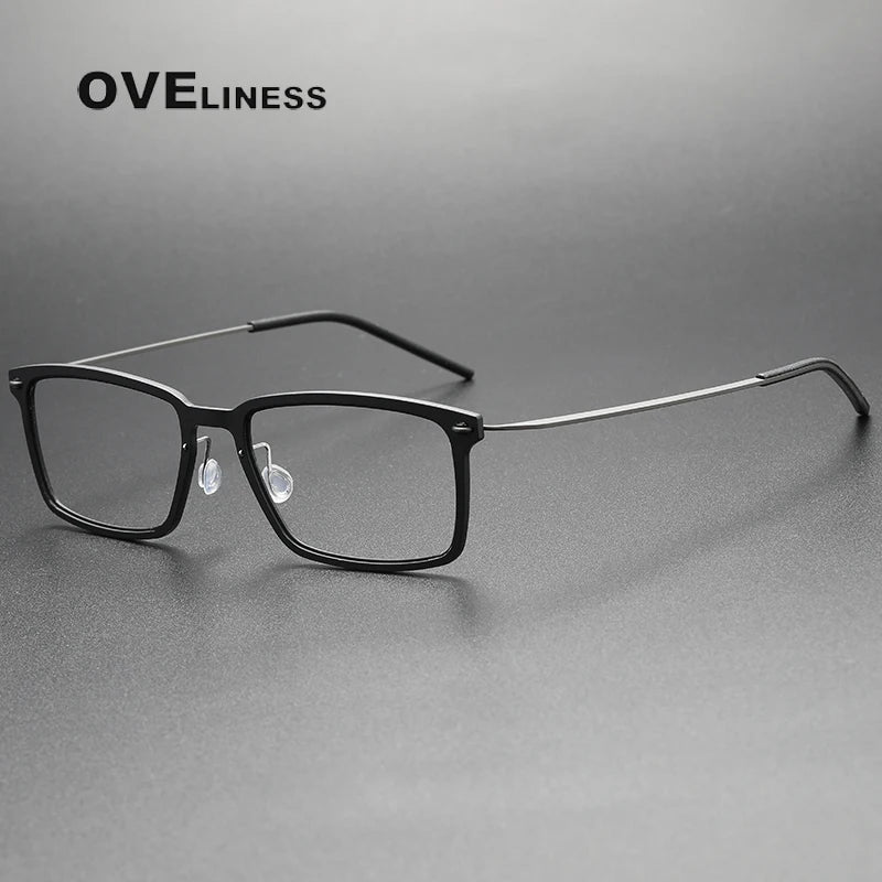Oveliness Unisex Full Rim Square Acetate Titanium Eyeglasses 396528