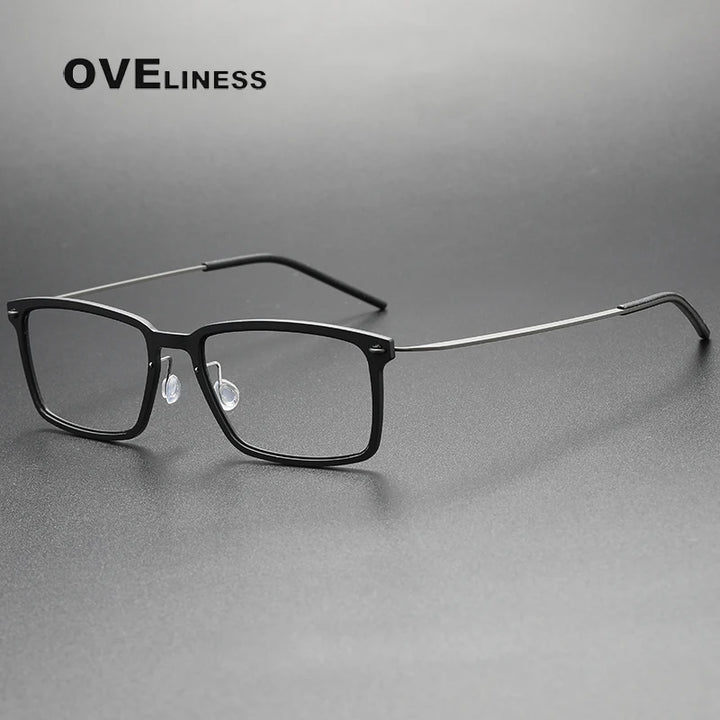 Oveliness Unisex Full Rim Square Acetate Titanium Eyeglasses 396528