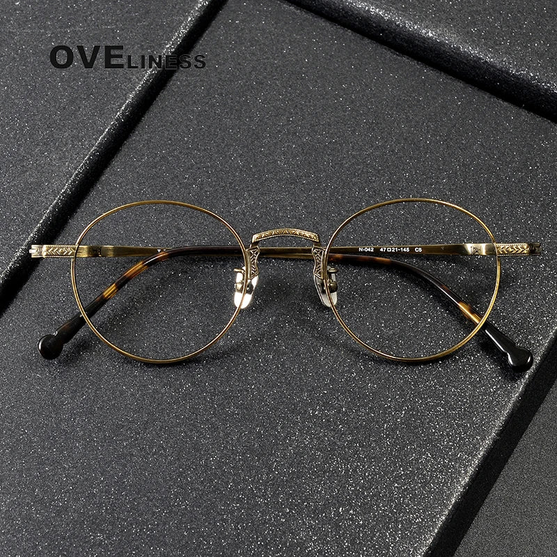 Oveliness Women's Full Rim Round Acetate Titanium Eyeglasses 3042 Full Rim Oveliness   