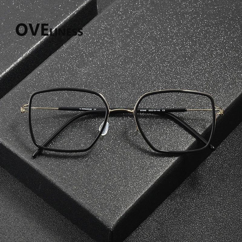 Oveliness Women's Full Rim Polygon Acetate Titanium Eyeglasses 381046