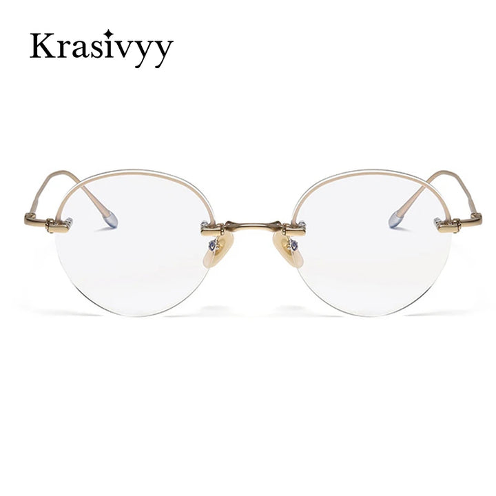 Krasivyy Men's Semi Rim Round Titanium Eyeglasses K5921 Semi Rim Krasivyy   