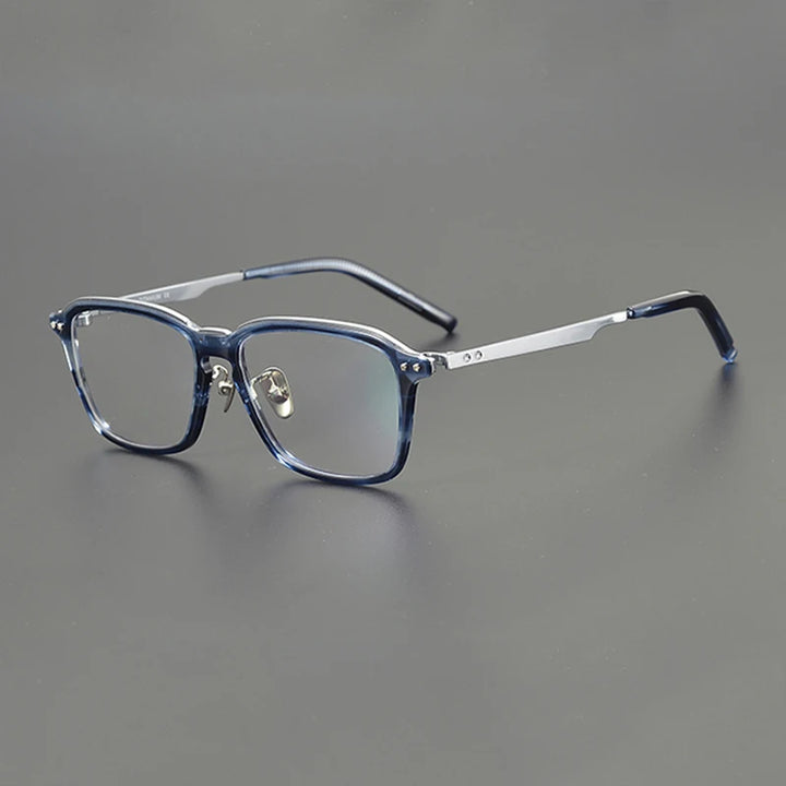 Gatenac Unisex Full Rim Square Acetate Titanium Eyeglasses Gxyj1195 Full Rim Gatenac   