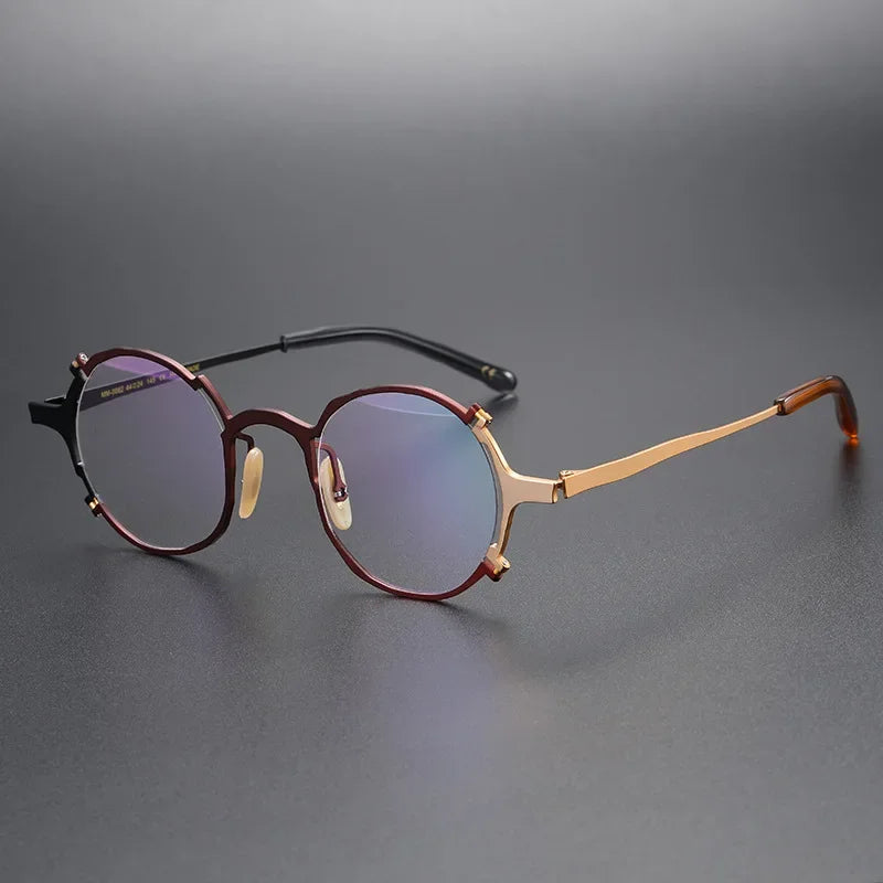 Muzz Unisex Full Rim Irregular Round Titanium Eyeglasses 370082