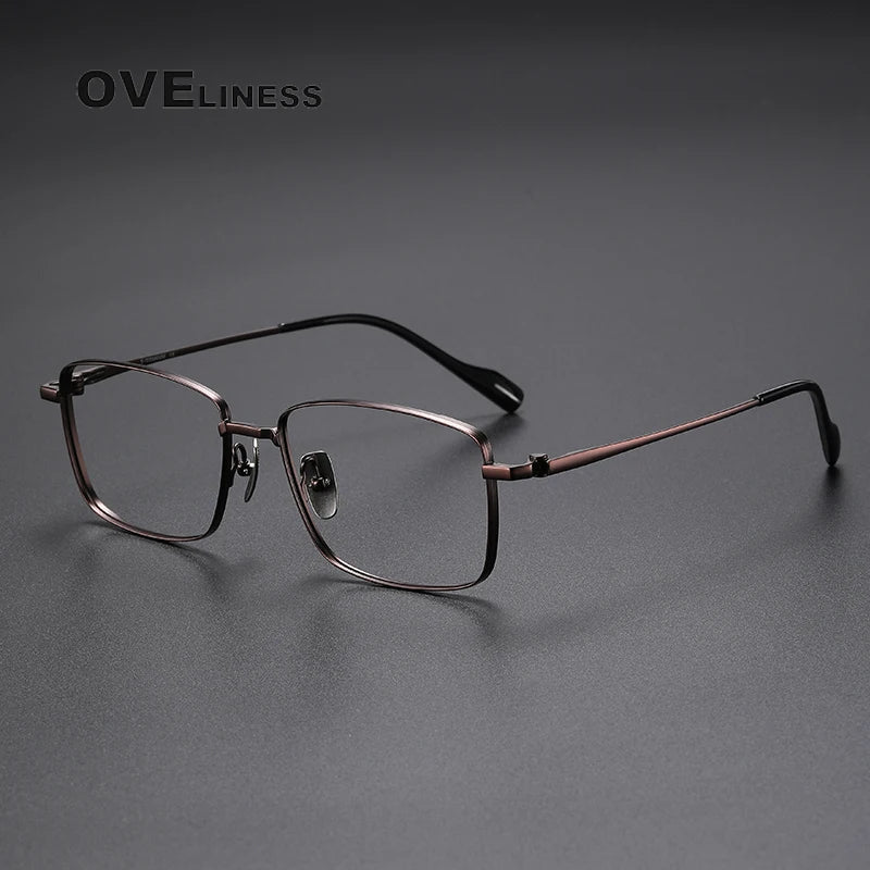 Oveliness Men's Full Rim Square Polygon Titanium Eyeglasses 81014