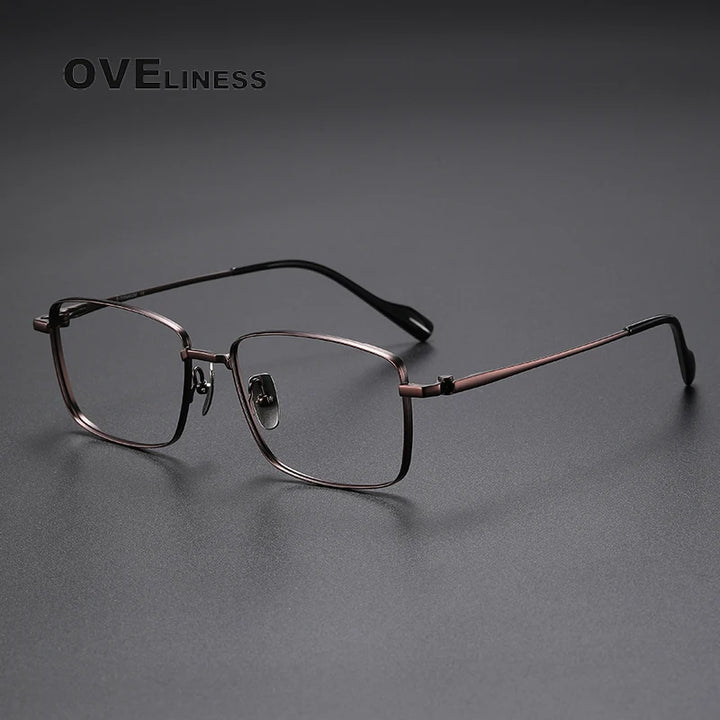 Oveliness Men's Full Rim Square Polygon Titanium Eyeglasses 81014