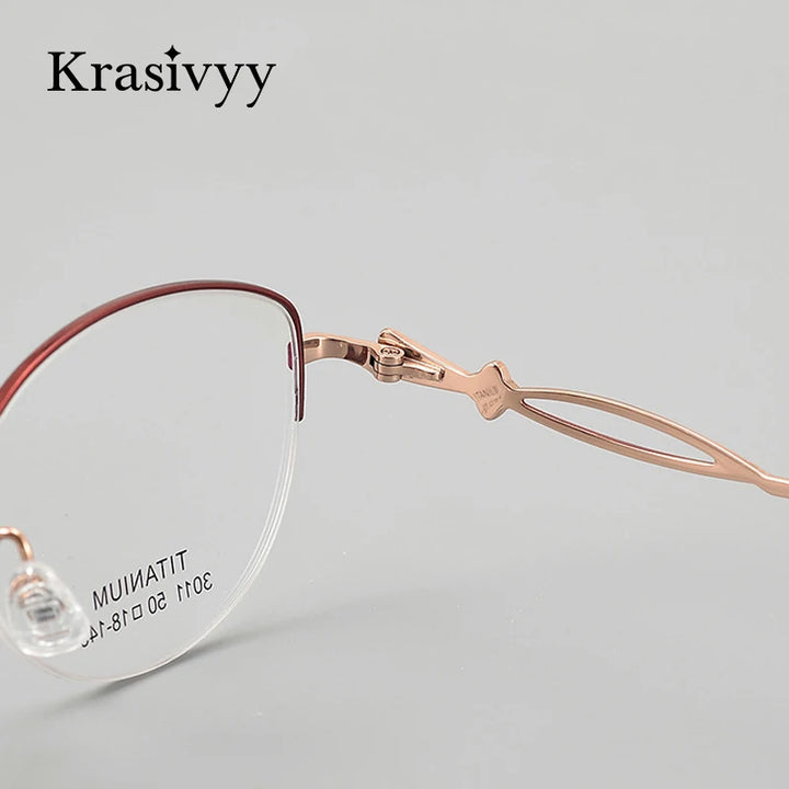 Krasivyy Women's Semi Rim Oval Round Titanium Eyeglasses 443011 Semi Rim Krasivyy   