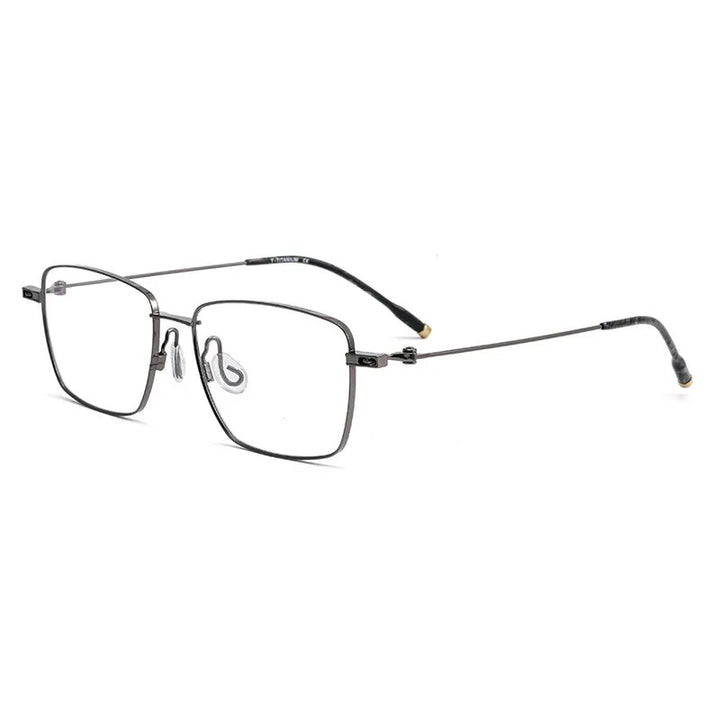 Yimaruili Men's Full Rim Square Titanium Eyeglasses 308t Full Rim Yimaruili Eyeglasses Gun  