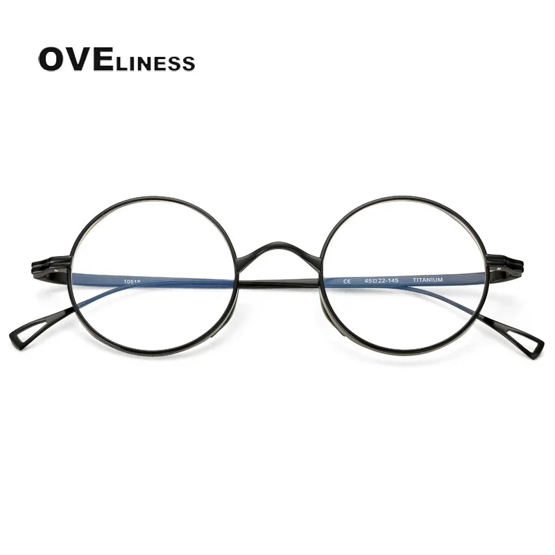 Oveliness Unisex Full Rim Round Titanium Eyeglasses R10518 Full Rim Oveliness black  