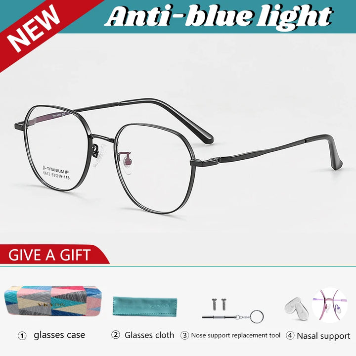 Vicky Unissex Full Rim Flat Top Oval Titanium Reading Glasses V6612 Reading Glasses Vicky +200 K6612-C1-BLICK 