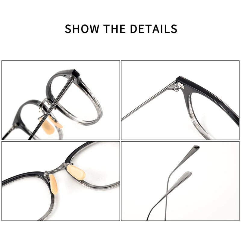 Black Mask Unisex Full Rim Square Titanium Acetate Eyeglasses 366548