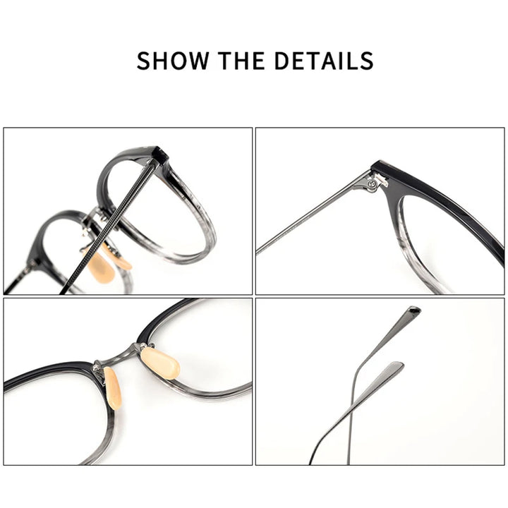 Black Mask Unisex Full Rim Square Titanium Acetate Eyeglasses 366548