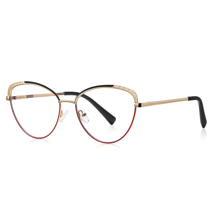 Laoyehui Women's Full Rim Oval Cat Eye Alloy Reading Glasses 43111