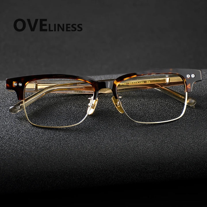 Oveliness Women's Full Rim Square Titanium Acetate Eyeglasses 369493