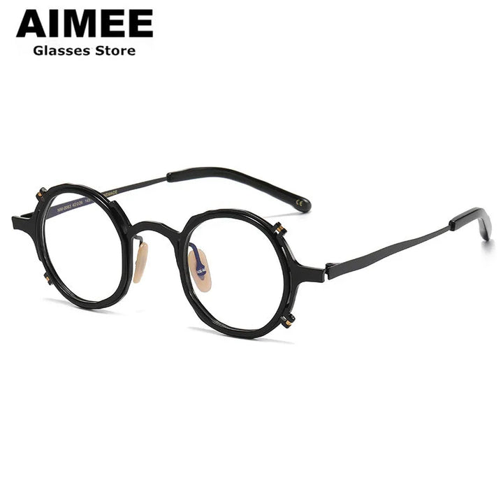 Aimee Unisex Full Rim Round Titanium Acetate Eyeglasses 4483 Full Rim Aimee   