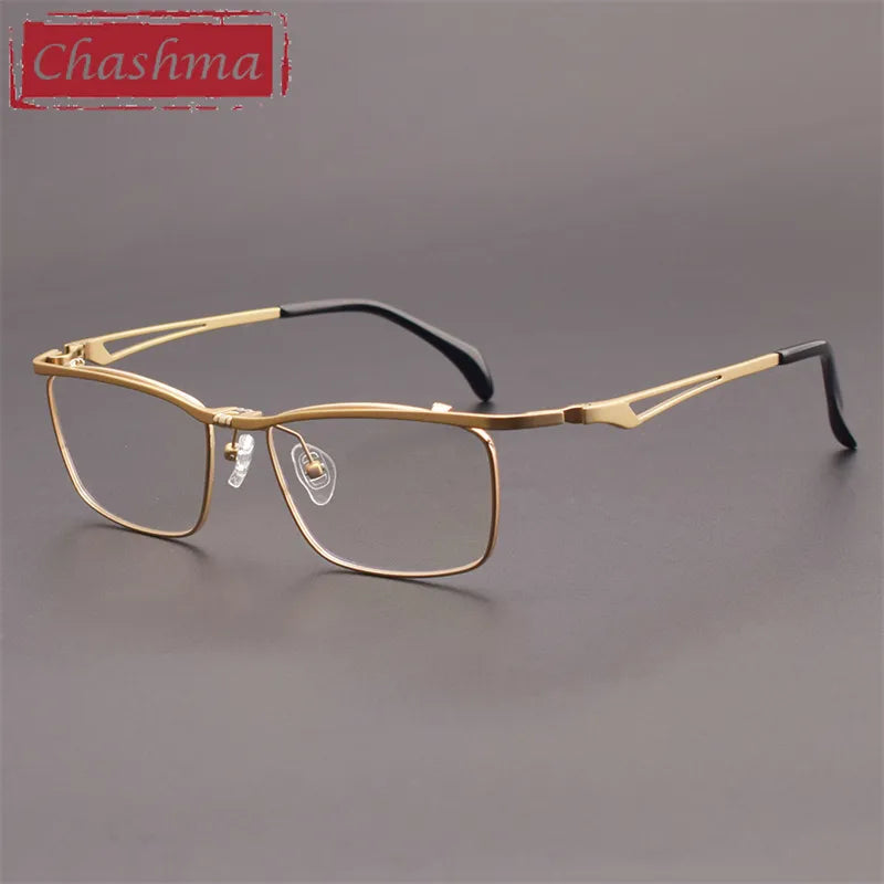 Chashma Ottica Men's Full Rim Brow Line Square Titanium Eyeglasses 11488 Full Rim Chashma Ottica   