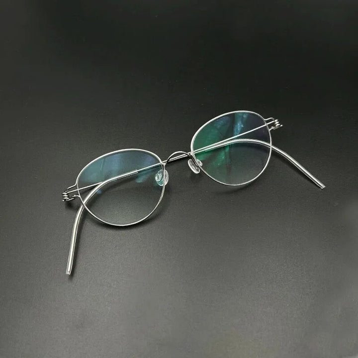 Yujo Unisex Full Rim Oval Round Handcrafted Stainless Steel Eyeglasses Customizable Lenses Full Rim Yujo   