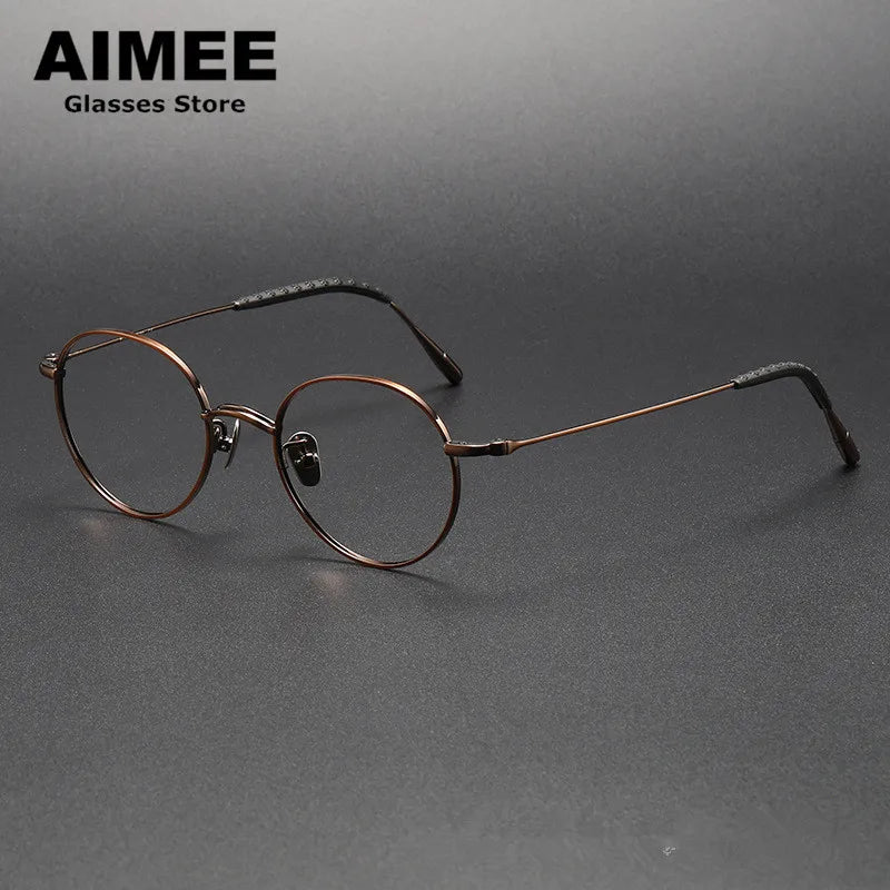 Aimee Unisex Full Rim Round Square Titanium Eyeglasses 14153 Full Rim Aimee Bronze  