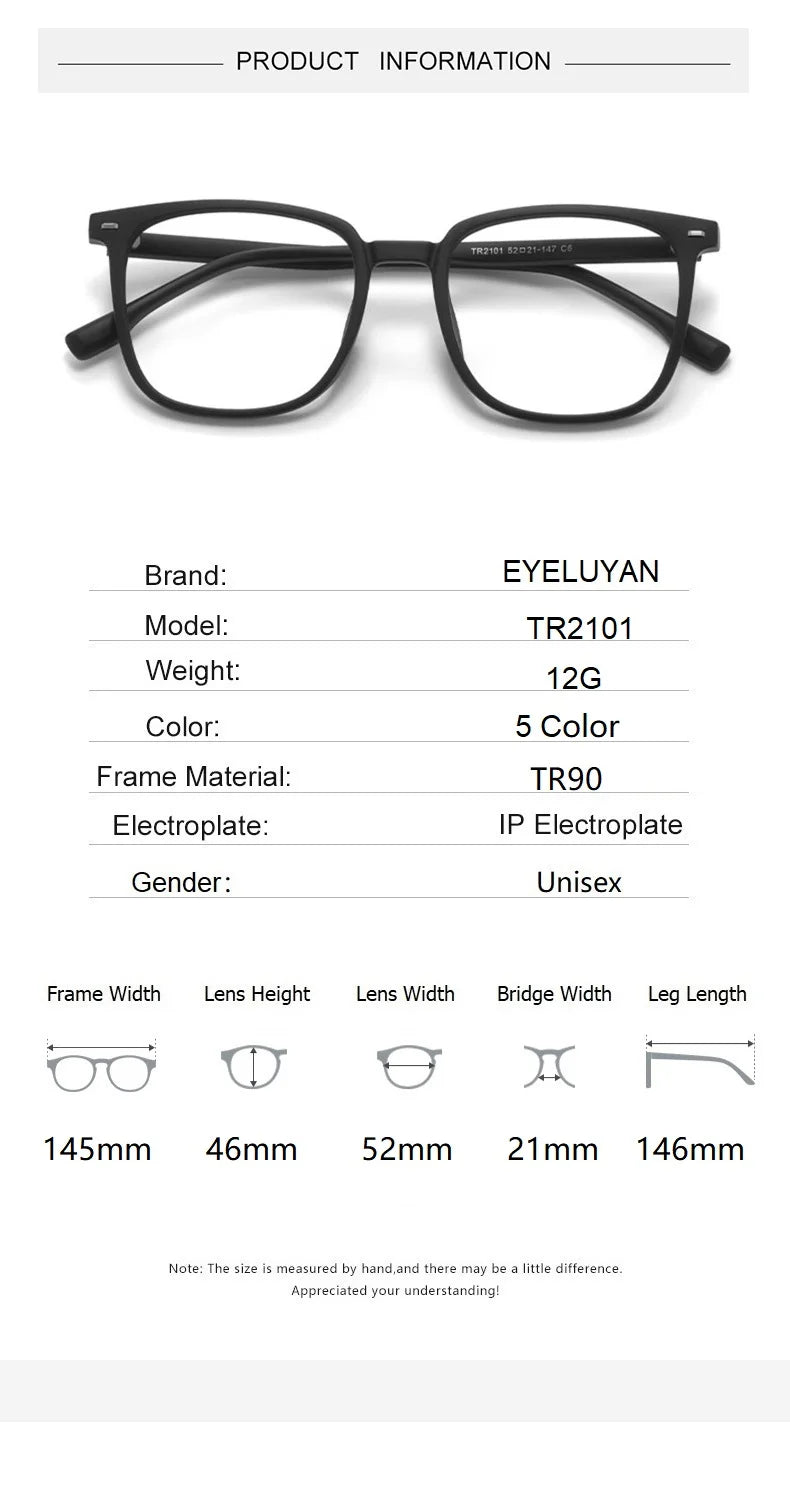 Eleccion Unisex Full Rim Square Tr 90 Titanium Eyeglasses 92101