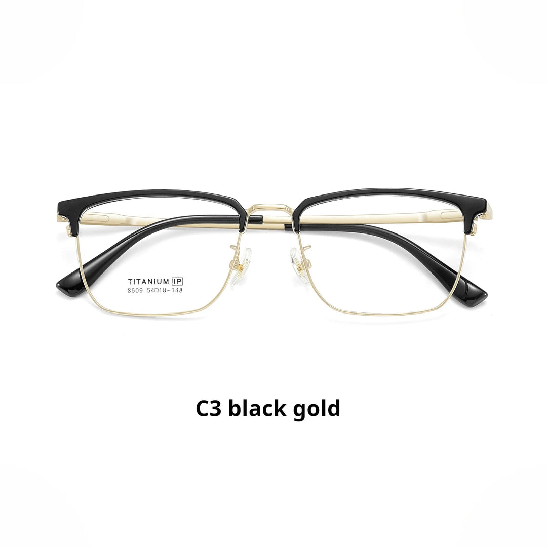 Momoja Unisex Full Rim Big Square Tr 90 Titanium Eyeglasses 728609