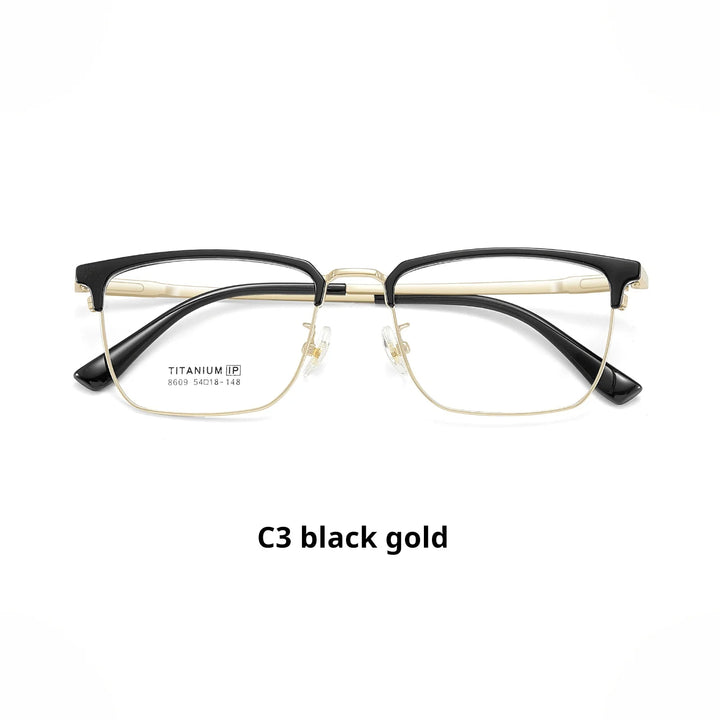 Momoja Unisex Full Rim Big Square Tr 90 Titanium Eyeglasses 728609